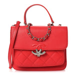 Goatskin Quilted Small CC Box Flap Red