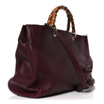 Pebbled Calfskin Large Bamboo Shopper Tote Burgundy