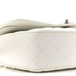 Caviar Quilted Medium Double Flap White