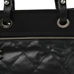 Coated Canvas Quilted Large Paris Biarritz Tote Black