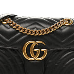 Calfskin Matelasse Mini GG Marmont Shoulder Bag Black