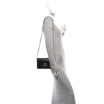 Shiny Calfskin Triomphe Margo Wallet on Chain Black