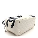 Calfskin Quilted Large Cambon Bowler White Black
