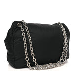 Nylon Medium Monaco Chain Shoulder Bag Black