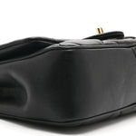 Lambskin Quilted Small Easy Carry Flap Black