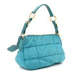 Tessuto Nylon Chevron Quilted Shoulder Bag Turchese