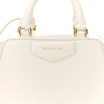 Tumbled Buffalo Micro Antigona Cube Bag White