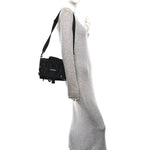 Canvas Pierced Army Messenger Bag Black
