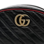 Azalea Calfskin Matelasse Diagonal Torchon GG Marmont Belt Bag 85 34 Black Romantic Cerise