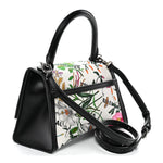 X GUCCI Canvas Boarded Plutone Calfskin Flora Logo Print Small Hourglass Top Handle Bag White Multicolor Black