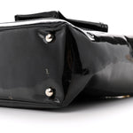 Patent Pony Hair Small Pocket Tote Black