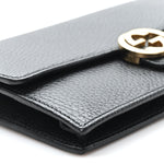 Dollar Calfskin Interlocking G Chain Wallet Black
