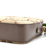 Monogram Jumbo GG Textured Dollar Calfskin Web Messenger Shoulder Bag Camel Ebony New Acero