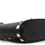Grainy Calfskin Mini Rockstud Shopping Bag Black