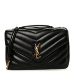 Lambskin Chevron Quilted Large Loulou Black