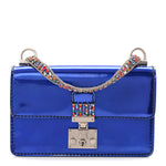 Metallic Patent Crystal Dioraddict Flap Bag Blue