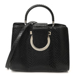 Snakeskin Studded Thalia Top Handle Black