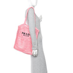 Yarn Raffia Effect Crochet Logo Embroidered Tote Bag Petalo
