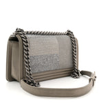 Iridescent Calfskin Quilted Strass Medium Paris Dallas Boy Flap Dark Khaki