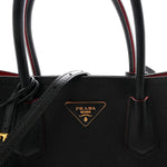 Saffiano Cuir Medium Double Bag Black Fuoco