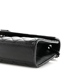Grain De Poudre Textured Mixed Matelasse Triquilt Small Monogram Monochrome Satchel Black