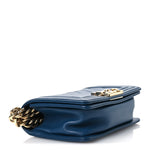 Calfskin Chevron Quilted Small Boy Flap Blue