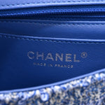 Tweed Quilted Mini Rectangular Flap Blue White