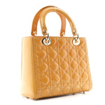 Patent Cannage Medium Lady Dior Dark Beige