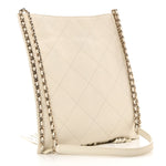 Calfskin Quilted Fringe Small Shopping Bag White