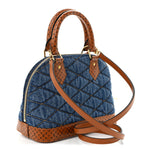 Denim Calfskin Reverse Monogram Malletage Alma BB Blue