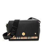 Grainy Calfskin Vintage Check Note Crossbody Bag Black