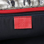 Crystal Monogram Large Web Handle Bucket Tote Red
