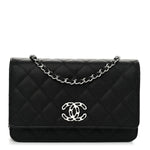 Caviar Quilted Chanel 19 Wallet On Chain WOC Black White