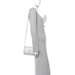 Metallic Lambskin Quilted Wallet On Chain WOC Silver
