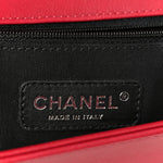 Calfskin Chevron Quilted Large Chain Boy Flap Red