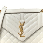 Grain De Poudre Textured Mixed Matelasse Medium Triquilt Monogram Satchel Crema Soft