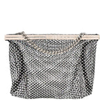 Mesh Crystal Medium Fanny Shoulder Bag Black