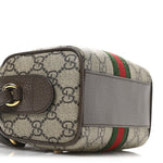 GG Supreme Monogram Textured Dollar Calfskin Web Super Mini Ophidia Top Handle Bowler Bag Beige Ebony New Acero