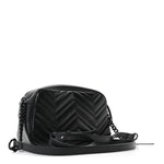 Calfskin Matelasse Monochrome Small GG Marmont Chain Shoulder Bag Black
