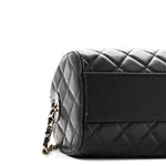 Caviar Quilted Barrel Clutch With Chain  Black