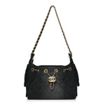 Washed Denim Quilted Mini Chanel 25 Handbag Black