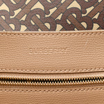 Calfskin TB Motif Embossed Medium Tote Camel