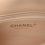 Lambskin Quilted Metal Enamel Chain Top Handle Square Flap Beige