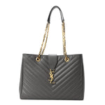 Grain De Poudre Matelasse Chevron Monogram Shopping Bag Fog