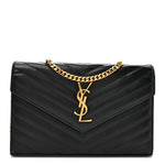 Grain De Poudre Matelasse Chevron Monogram Chain Wallet Black