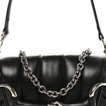 Nappa Vertical Matelasse Small Maxi Horsebit Chain Shoulder Bag Black