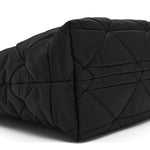 Re-Nylon Nappa Triangle Quilted Padded Small Double Handled Zip Tote Black