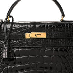 Shiny Alligator Kelly Sellier 32 Black