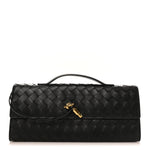 Nappa Intrecciato Long Andiamo Top Handle Clutch Black