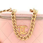 Lambskin Quilted Mini Sweet Camellia Vanity Case With Chain Pink